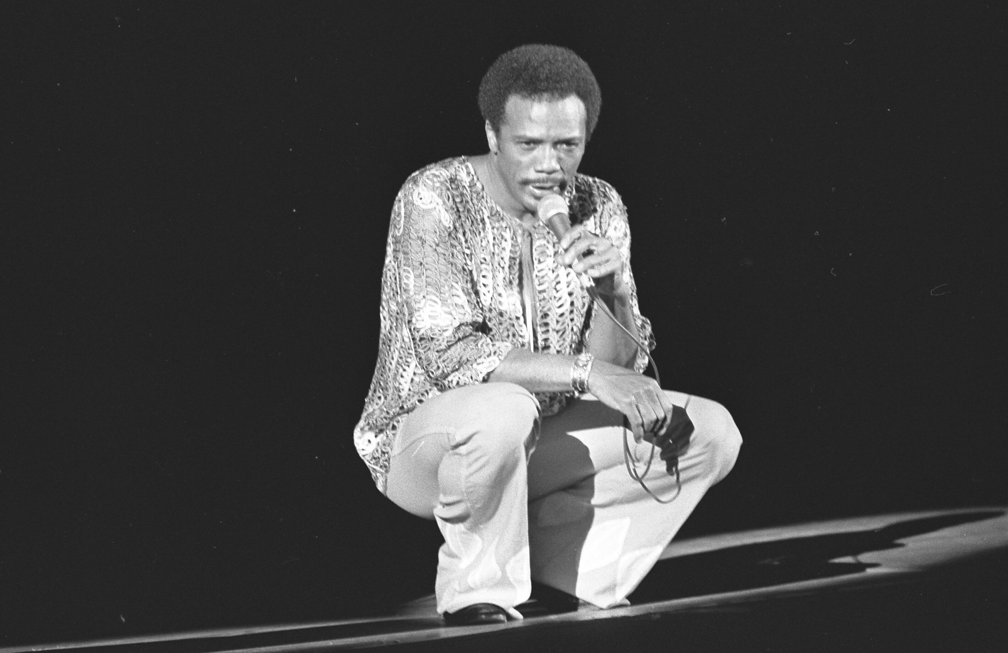 Quincy Jones performing at the Greek Theatre in Los Angeles, 1975.