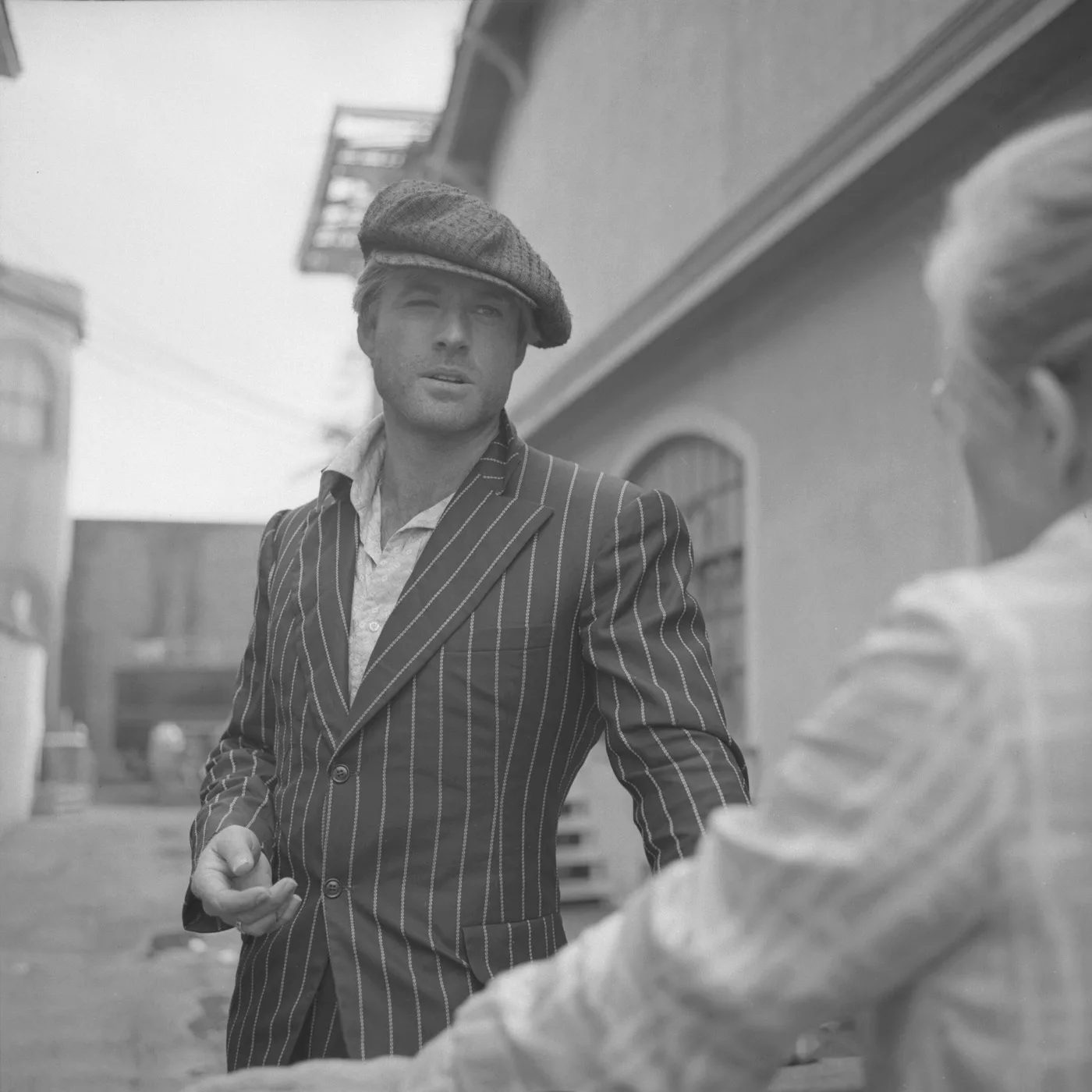 Robert Redford on the Santa Monica Pier in costume for The Sting, February 1973