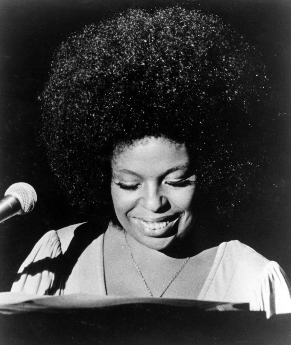 Roberta Flack photographed in 1973, head and shoulders, in a promotional portrait from that era.
